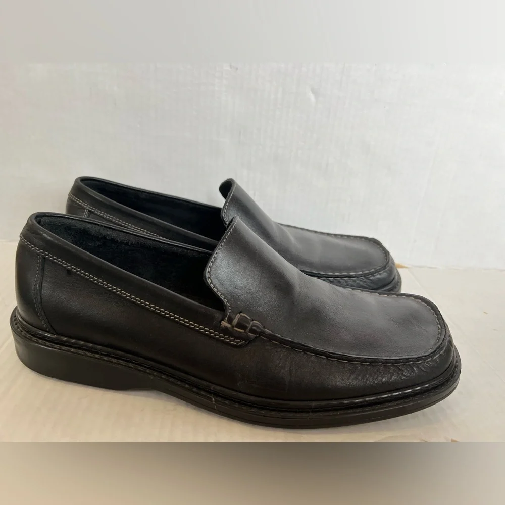 Bass Shoes Loafers Mens Black Leather Slip On Size US 10 Medium  Made in Italy